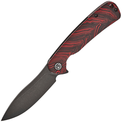 Petrified Fish PFE14 Rogue Black Stonewashed 154CM Red Gmascus G10 PFE14RDMW - KNIFESTOCK