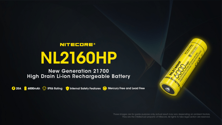 Nitecore NL2160 21700 Rechargeable Li-ion Battery – 6000mAh - KNIFESTOCK