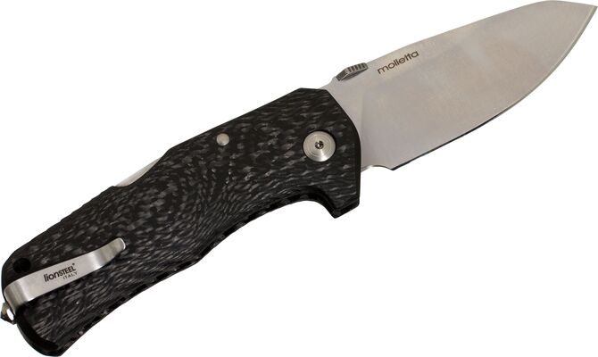 Lionsteel Solid LockBack Carbon Fiber handle Sleipner SATIN, IKBS TM1 CS - KNIFESTOCK