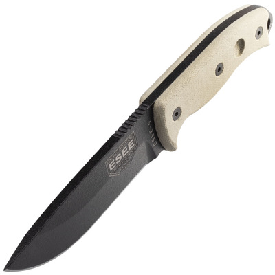 ESEE Knives ESEE-5P-E Model 5 black blade, desert tan handle survival knife with Kydex Sheath - KNIFESTOCK