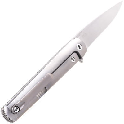 MKM FLAME Green cavas micarta handle with Sandblasted titanium frame BÖHLER M390 - MK FL01-GCT - KNIFESTOCK
