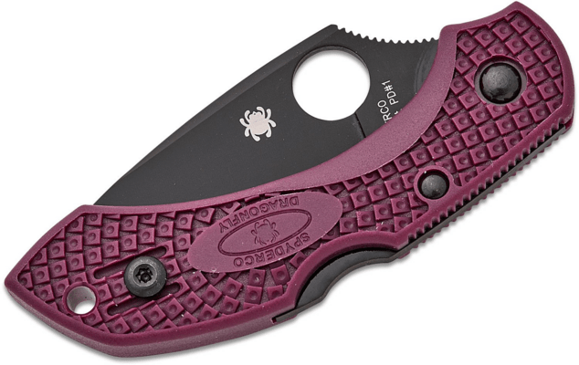 Spyderco DRAGONFLY 2 BURGUNDY LIGHTWEIGHT CTS-PD#1 BLACK BLADE PLAINEDGE - KNIFESTOCK