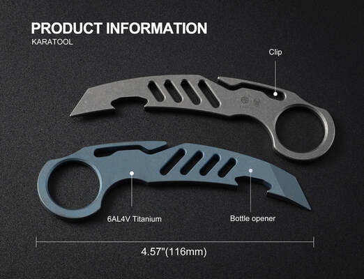 Petrified Fish PFT01 Karatool Stonewashed 6AL4V Titanium  PFT01W - KNIFESTOCK