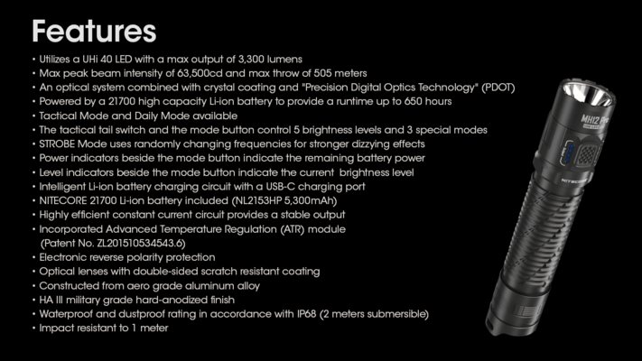 Nitecore flashlight MH12 Pro - KNIFESTOCK