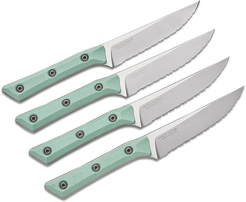 Microtech STEAK KNIFE SET G-10 CARIBBEAN BLUE STW F/S 3600-12SETCA - KNIFESTOCK