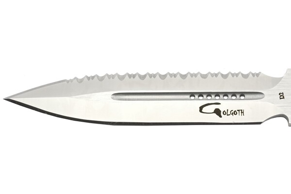 Golgoth G11BS1 Noir. Couteau automatique OTF lame double tranchant avec serrations en acier D2 manch - KNIFESTOCK