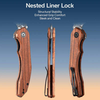 Civivi Bluetick Guibourtia Wood HandleDamascus BladeNested Liner Lock C23050-DS1 - KNIFESTOCK