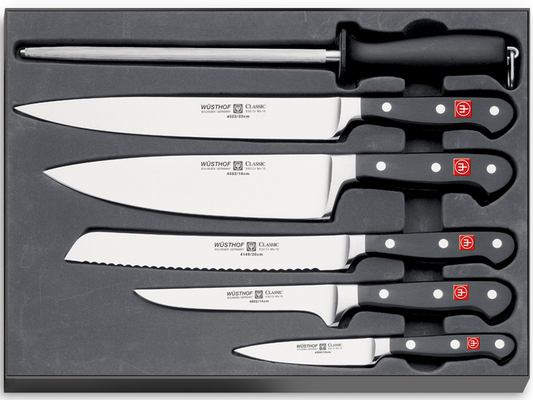 Set WUSTHOF CLASSIC 6 pezzi, coltelli da cucina e acciaino - KNIFESTOCK