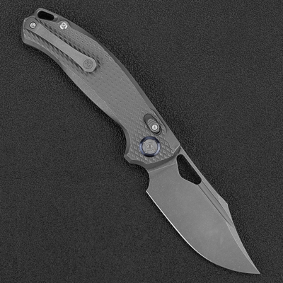 Kunwu Django XL Stonewashed ELMAX Titanium Stonewashed Diamond Texture X707XLT-1S - KNIFESTOCK