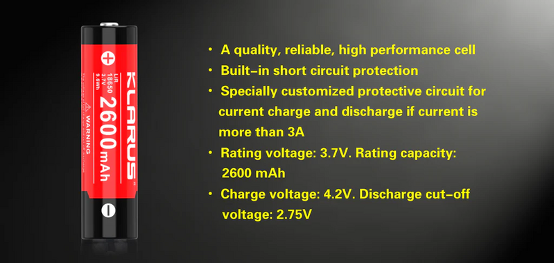 KLARUS 18650 Akkumulátor 18650BAT-26 - KNIFESTOCK