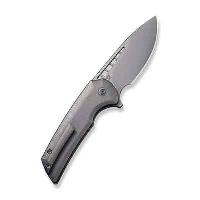 WE Mini Malice Gray Titanium Handle Gray Stonewashed CPM 20CV Blade WE054BL-2 - KNIFESTOCK