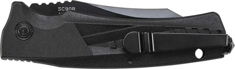 Schrade Black Clip Point 40% Ser Blade, Oțel AUS-8, Blocare cu Buton, Mâner din Aluminiu cu Spargăto - KNIFESTOCK