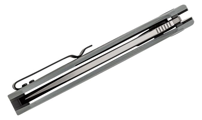 Petrified Fish PFB03 Stamp Satin D2 Carbon Fiber With Gray G10 PFB03GAS - KNIFESTOCK