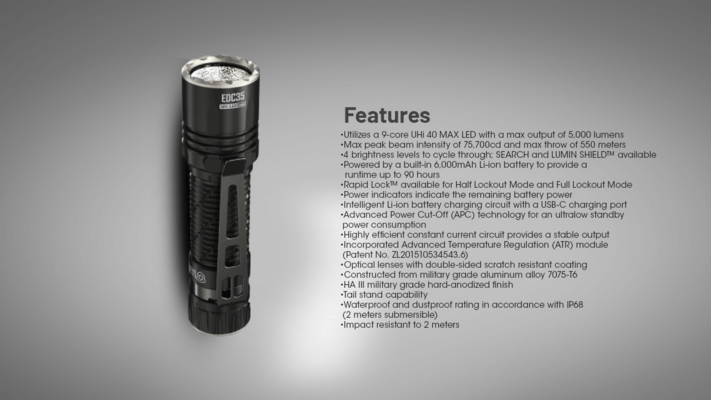 Nitecore Flashlight EDC35 - KNIFESTOCK
