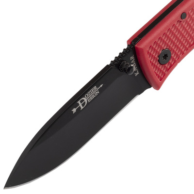KA-BAR Dozier Foding Hunter Red Handle, Black Blade 4062RD - KNIFESTOCK