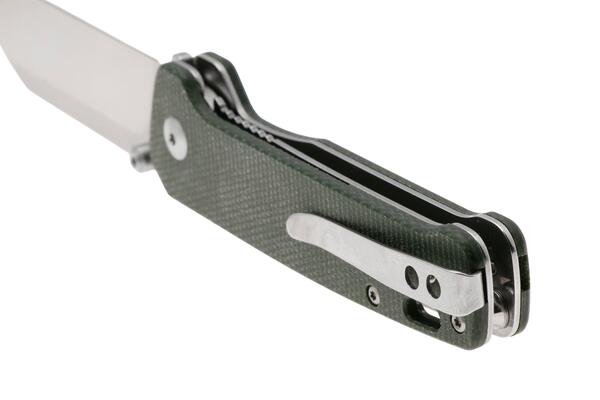 QPS Penguin V2 D2, finitura a 2 toni stonewash - satinata, Manico: Micarta verde QS130V - KNIFESTOCK