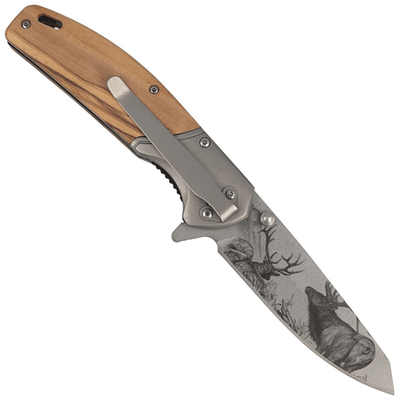 CJH One-Hand Knife, Olive Wood - KNIFESTOCK