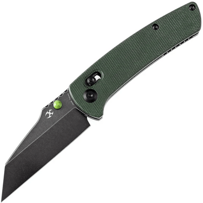 Kansept Main Street Black Stonewashed 154CM Green Micarta T1015V6(Crossbar Lock) - KNIFESTOCK