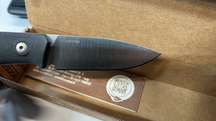 Lionsteel Fixed knife m390 blade Black G10 handle, leather sheath, Ti Pearl M1 GBK - KNIFESTOCK