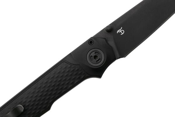 MKM MIURA – CPM Magnacut DSW bld - SOLID Black Alu hdl, BUTTON LOCK - REV. S/S CLIP MK MI-ABKB - KNIFESTOCK