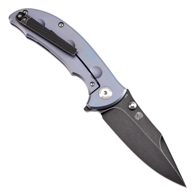 KANSEPT Rei Black Stonewashed CPM-20CV Blue Titanium Handles K1061A3 - KNIFESTOCK