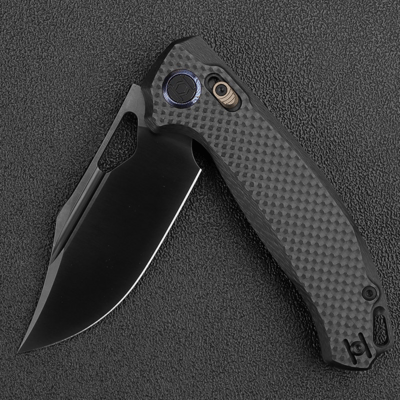 Kunwu Django XL Satin DLC ELMAX Carbon Fiber Black X707XL-F - KNIFESTOCK