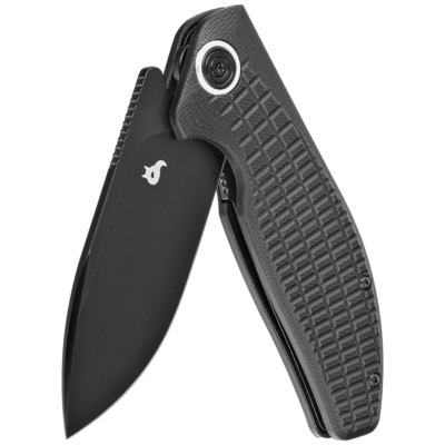 Black Fox acutus Folding Knife, Black Bld Stainless Steel D2, Black G10 Handle - Ceramic Ball -Beari - KNIFESTOCK