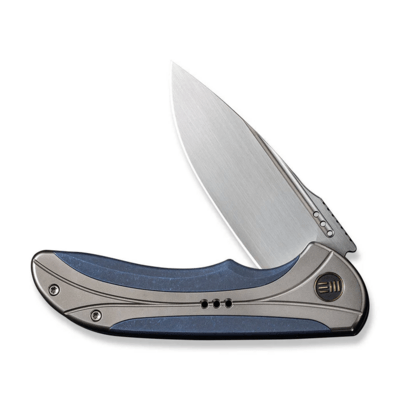 WE Blue Titanium Handle With Polished Bead Blasted Titanium Inlay Hand Rubbed Satin CPM 20CV Blade N - KNIFESTOCK