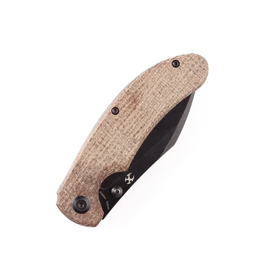 KANSEPT Nesstreet Black Stonewashed CPM-S35VN, Brown Canvas Micarta K1039A4  - KNIFESTOCK
