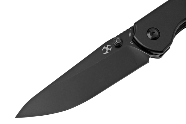 Kansept Warrior Black TiCn Coated and Stonewashed Drop Point D2 Blade Black Anodized Aluminum Bolste - KNIFESTOCK