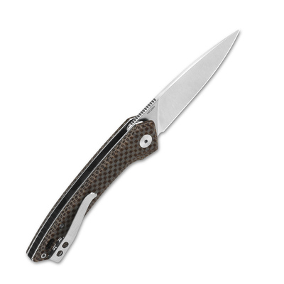 QSP Knife Leopard, Satin 14C28N Blade, Brown Micarta Handle QS135-D - KNIFESTOCK