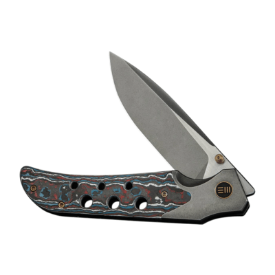 WE Polished Gray Titanium Handle With Nebula Fat Carbon Fiber InlayPolished Gra - KNIFESTOCK