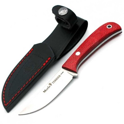 MUELA TERRIER Outdoor Knife, Micarta Handle, Leather Sheath - KNIFESTOCK