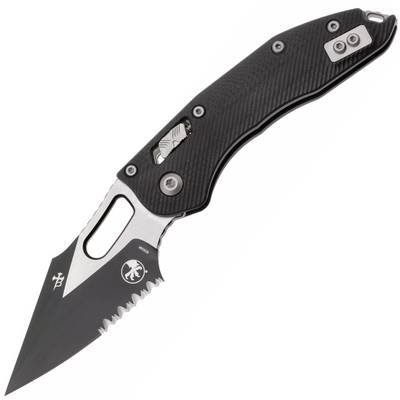 Microtech STITCH S/E RAM - LOK MUST VÄRVITUD TERA FLUTEERITUD G-10 MUST OSALISELT SERR 169 - KNIFESTOCK