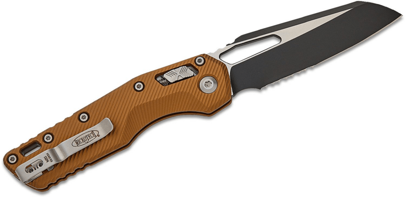 Microtech MSI S/E BLACK PART SERRATE FLUTED ALUMINUM TAN 210-2FLTA - KNIFESTOCK