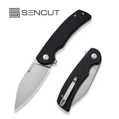 Sencut Omniform Black Canvas Micarta Handle Satin Finished 9Cr18MoV BladeLiner Lock S23064-2 - KNIFESTOCK