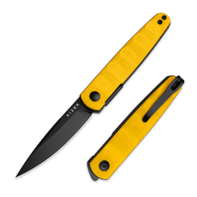 Kizer Bamboo Nitro-V Black PVD Yellow G10 Handles V3722A3 - KNIFESTOCK