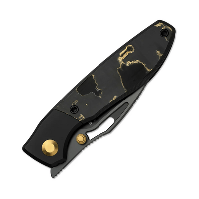 Kizer Shrike S45VN,Matte DLC Ultra,Titanium &amp; Fat Carbon® Camo Gold - KNIFESTOCK