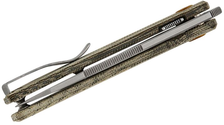 MKM ICE – MAGNACUT SW bld - GREEN CANVAS MICARTA hdl, S/S LINER Linerlock MK IC-GC - KNIFESTOCK