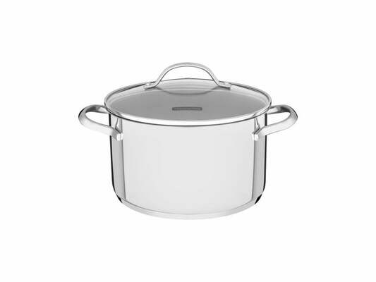 Tramontina Una Deep Cooking Pot with Glass Cover 24cm/6,10l 62284/240 - KNIFESTOCK