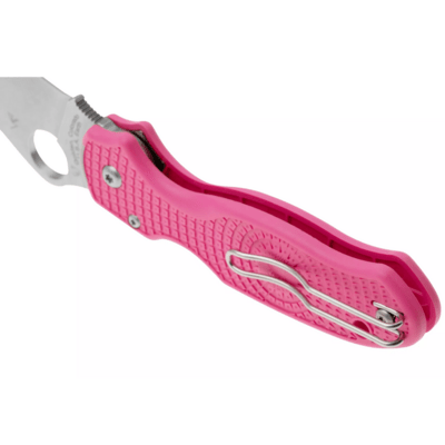 Spyderco Para 3 Pink Lightweight Plainedge Living Beyond Breast Cancer Reveal 14 C223PPN - KNIFESTOCK