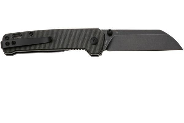 QPS Penguin V2 D2, black stonewash, Manico: Micarta marrone scuro QS130V2-A2 - KNIFESTOCK
