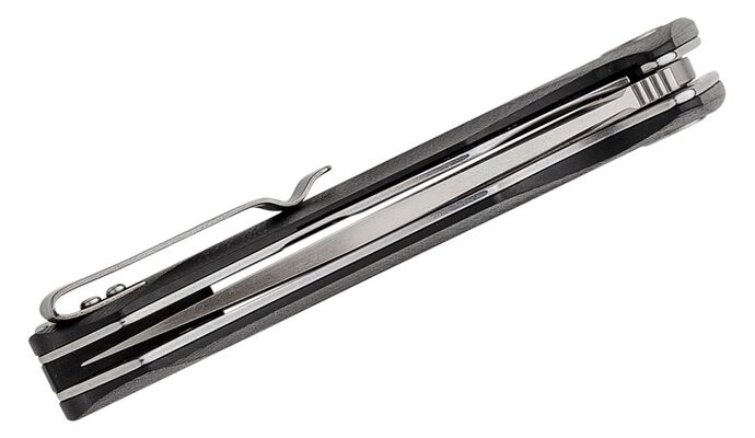 Petrified Fish PF838 Pub Satin D2 Carbon Fiber With Black G10 PF838CS - KNIFESTOCK