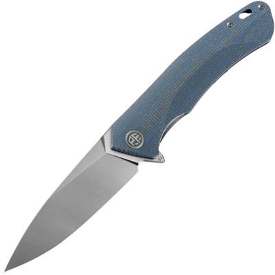 Petrified Fish PF838 Pub Satin D2 Blue Micarta PF838DBMS - KNIFESTOCK