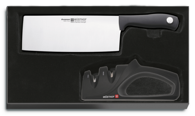 WUSTHOF ensemble SILVERPOINT 2 pièces, couteau chinois + aiguiseur - KNIFESTOCK