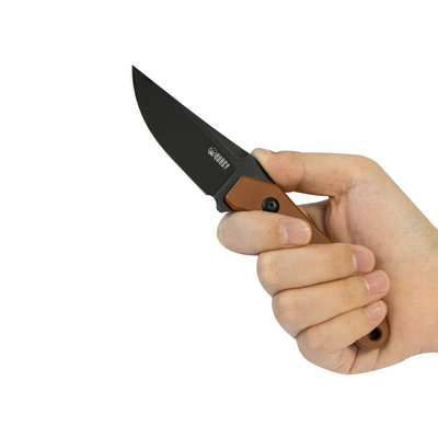 Kubey TLB Blackwash 14C28N ,Brown Micarta,Kydex Sheath KU468D - KNIFESTOCK