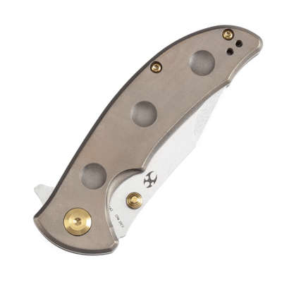 KANSEPT Rei Stonewashed CPM-20CV Orange Peel Bronze Titanium Handles K1061A2 - KNIFESTOCK