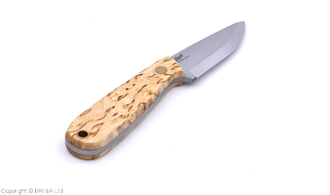 Brisa Necker 70-Curly birch 12C27 Scandi Sheath Necker 70 Leather BRS-010-9800-1549 - KNIFESTOCK