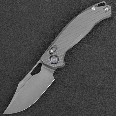 Kunwu Django XL Stonewashed ELMAX Titanium Stonewashed Diamond Texture X707XLT-1S - KNIFESTOCK