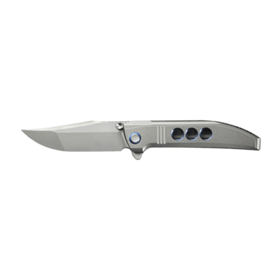 WE Polished Bead Blasted Titanium Integral Handle With Blue HolesPolished Bead - KNIFESTOCK